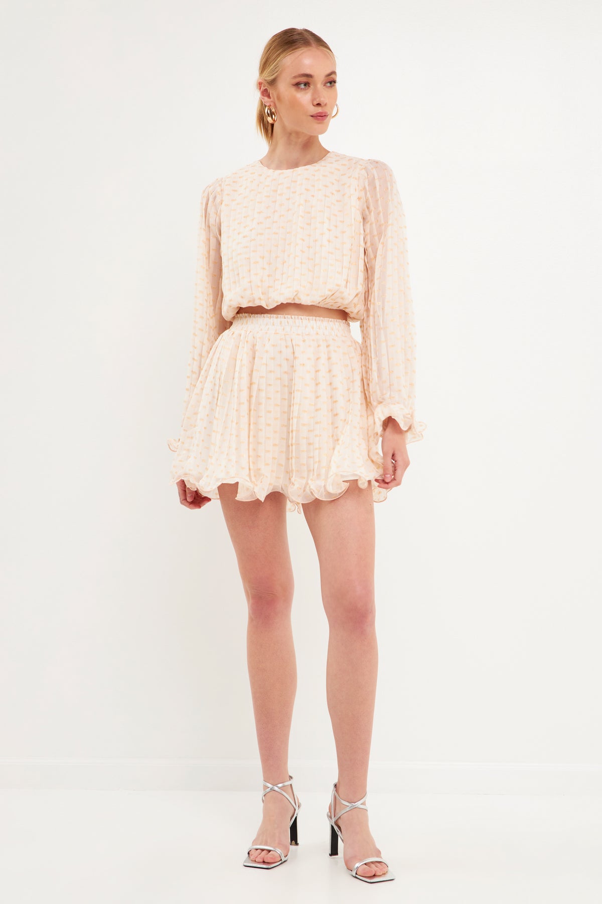 Rose and Ivory Lace Ruffle Mini Skirt