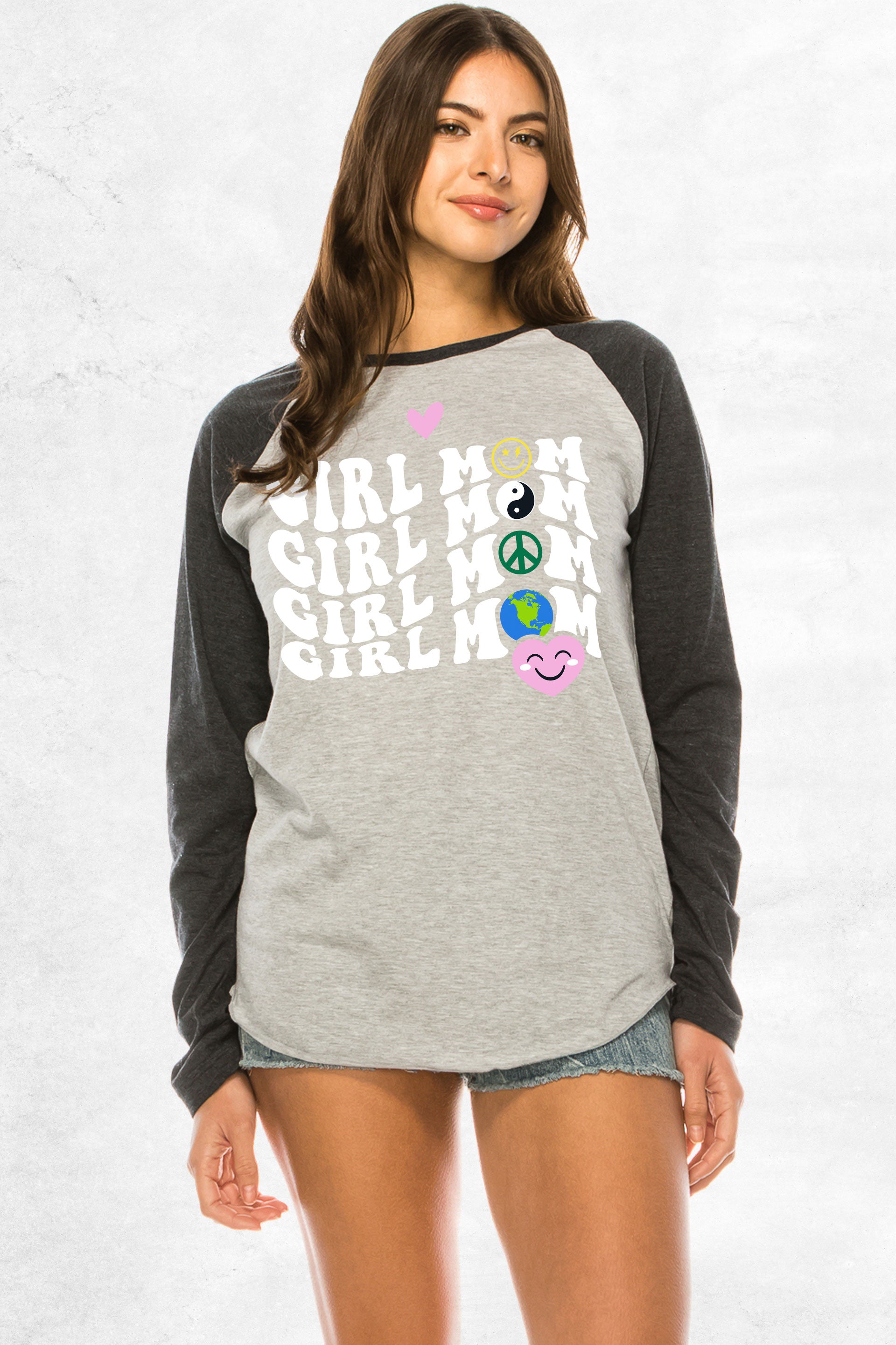 Peace & Love Raglan - Girl Mom