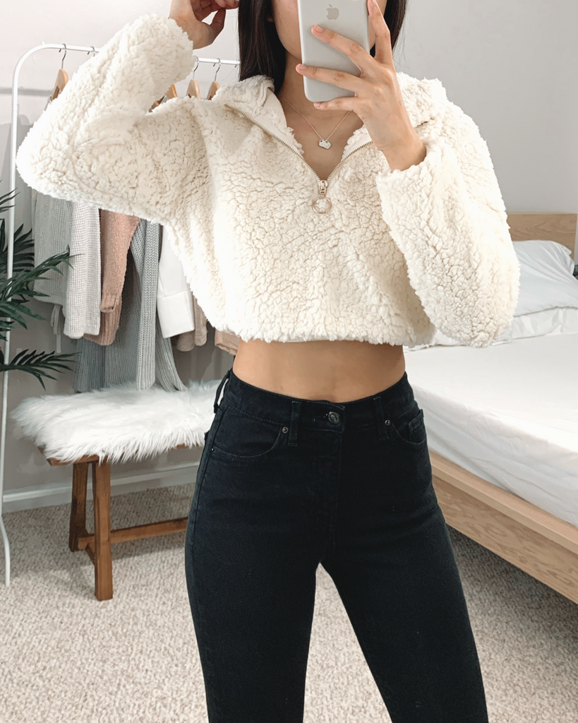 cropped sherpa pullover