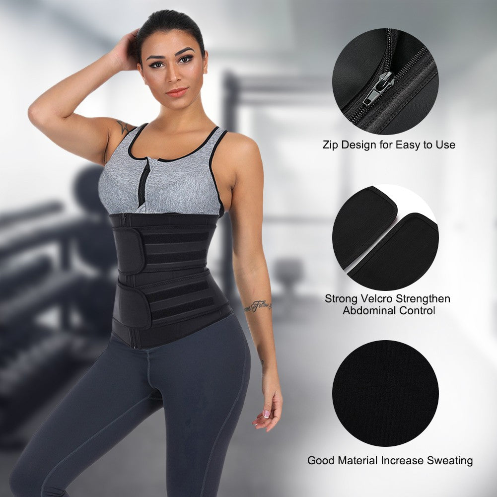 Double Belt Zippered Neoprene Waist Trainer