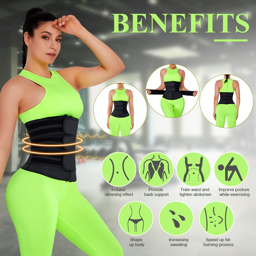 Triple Belt Neoprene Zipper Waist Trainer With Thermo Technology