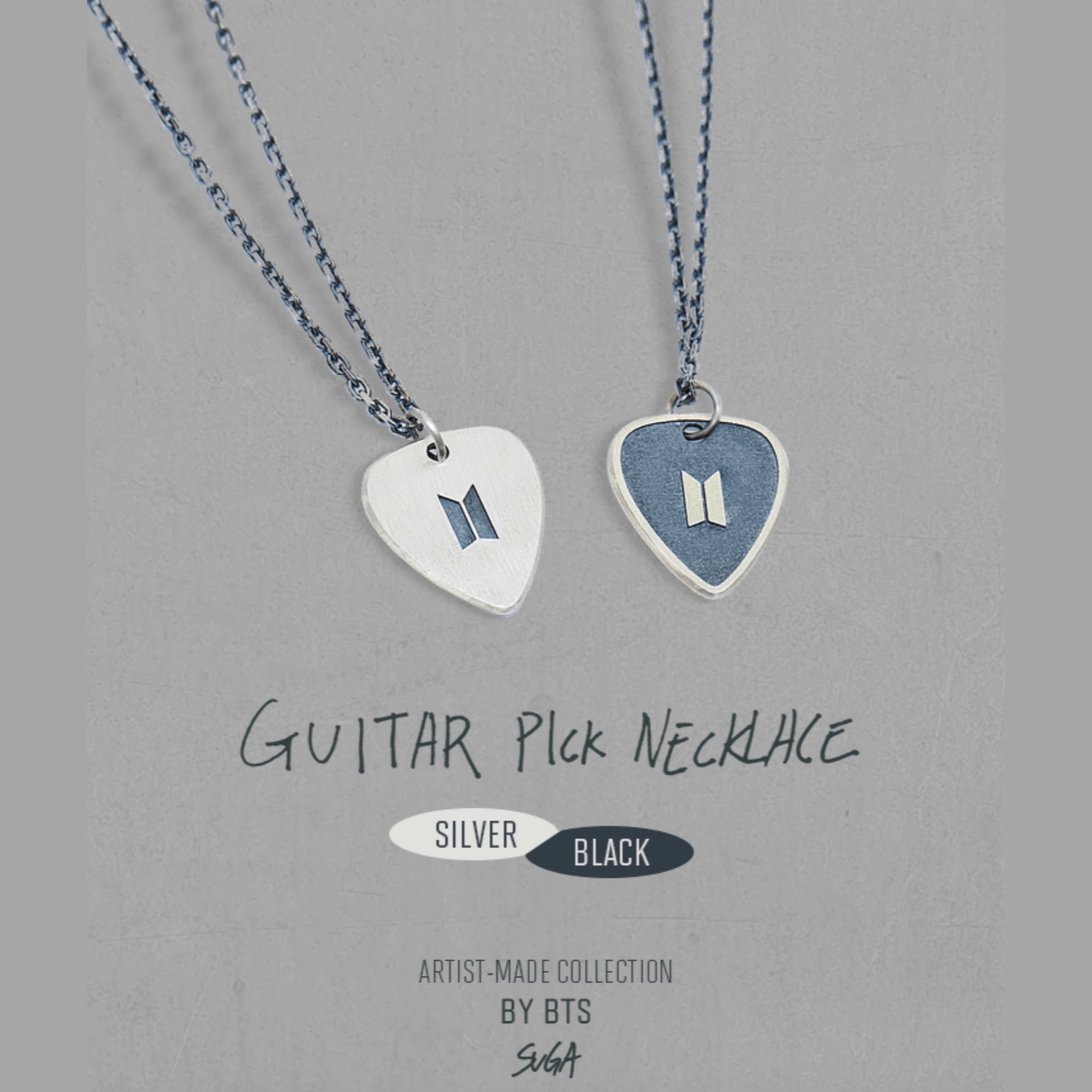 BTS SUGA ユンギ GUITAR PICK NECKLACE ブラック-