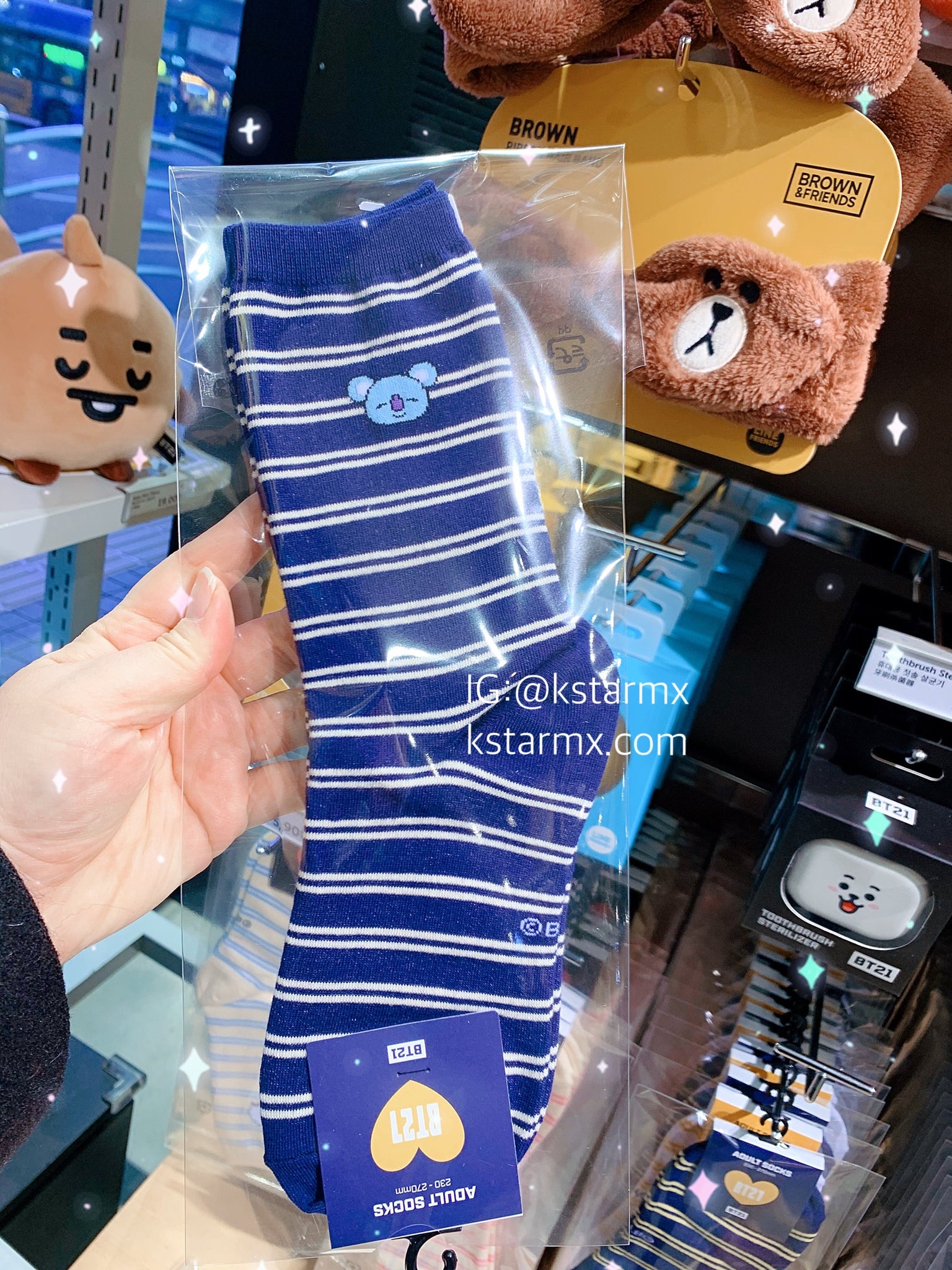 Line X Bt21 Socks Heart Version K Star