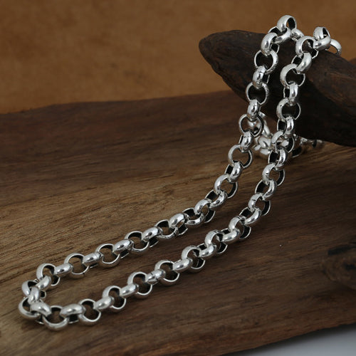 8mm Genuine Solid Sterling Thai Silver O Links Chain Men Heavy Necklac ...