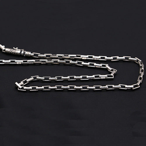 Genuine Solid 925 Sterling Silver Cuboid Chain Curse Men's Necklace 20"-24"
