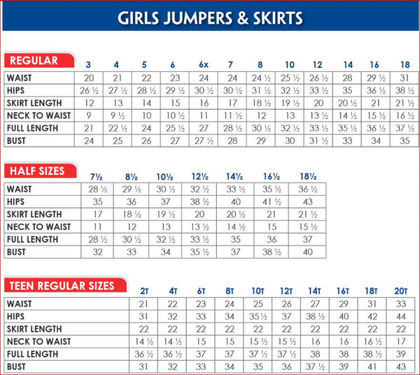 Jumper Size Chart