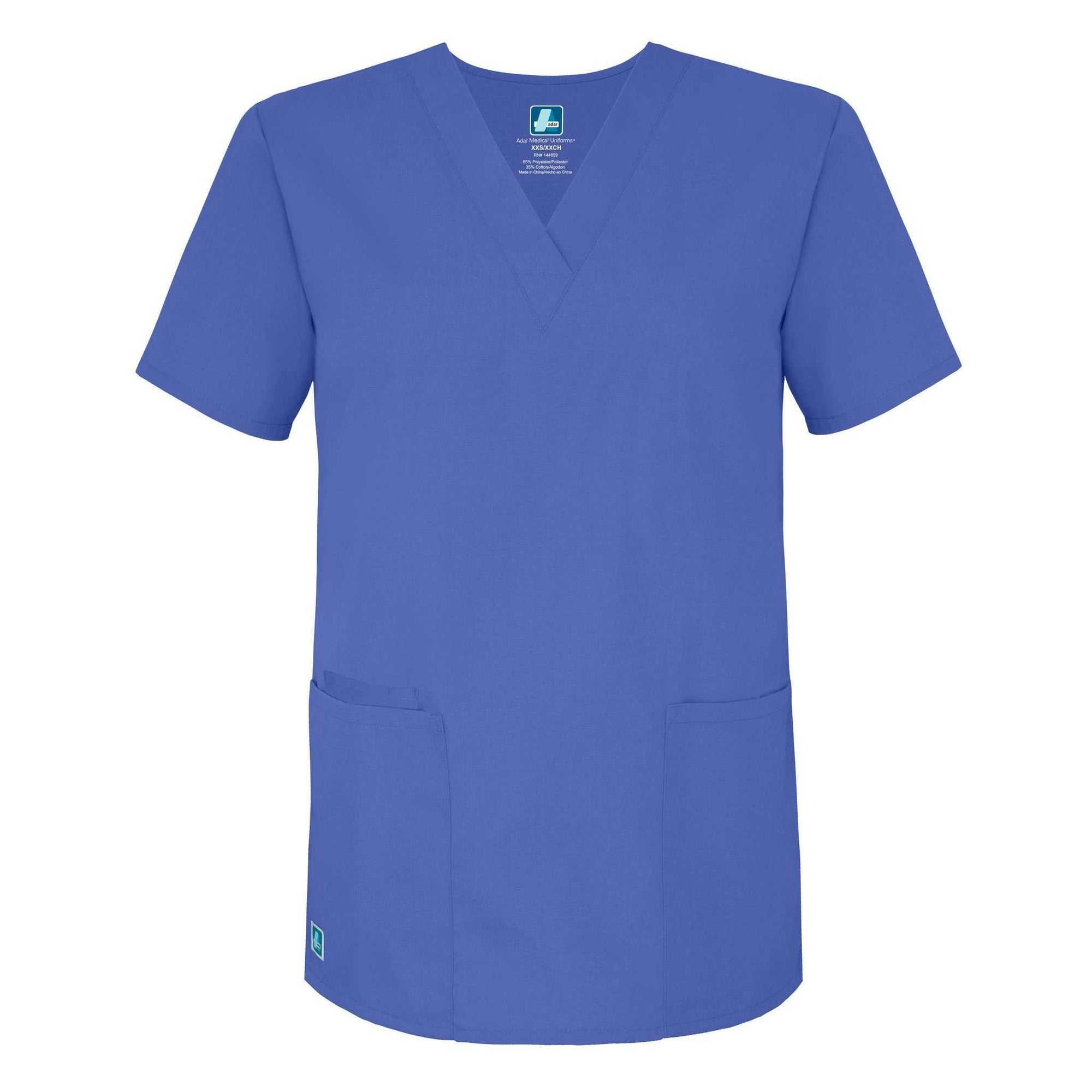 Adar Universal Unisex V-Neck 2 Pocket Scrub Top Ceil Blue ...