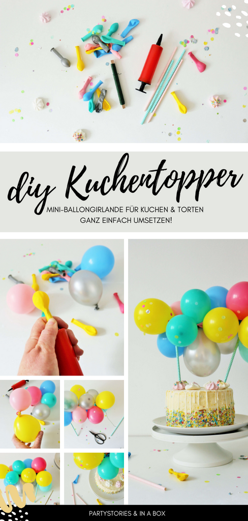 Bild: DIY Mini Luftballon Girlande als Kuchentopper basteln – mit dieser Anleitung als Gastbeitrag von Steffie Vennemann vom Kreativblog Partystories ganz einfach einen trendigen Caketopper mit gestalten. // Fotos: Partystories.de