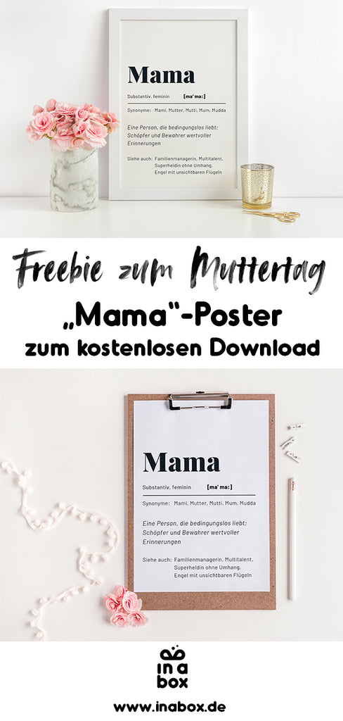 Freebie Mama Poster als Geschenk zum Muttertag kostenlos herunterladen