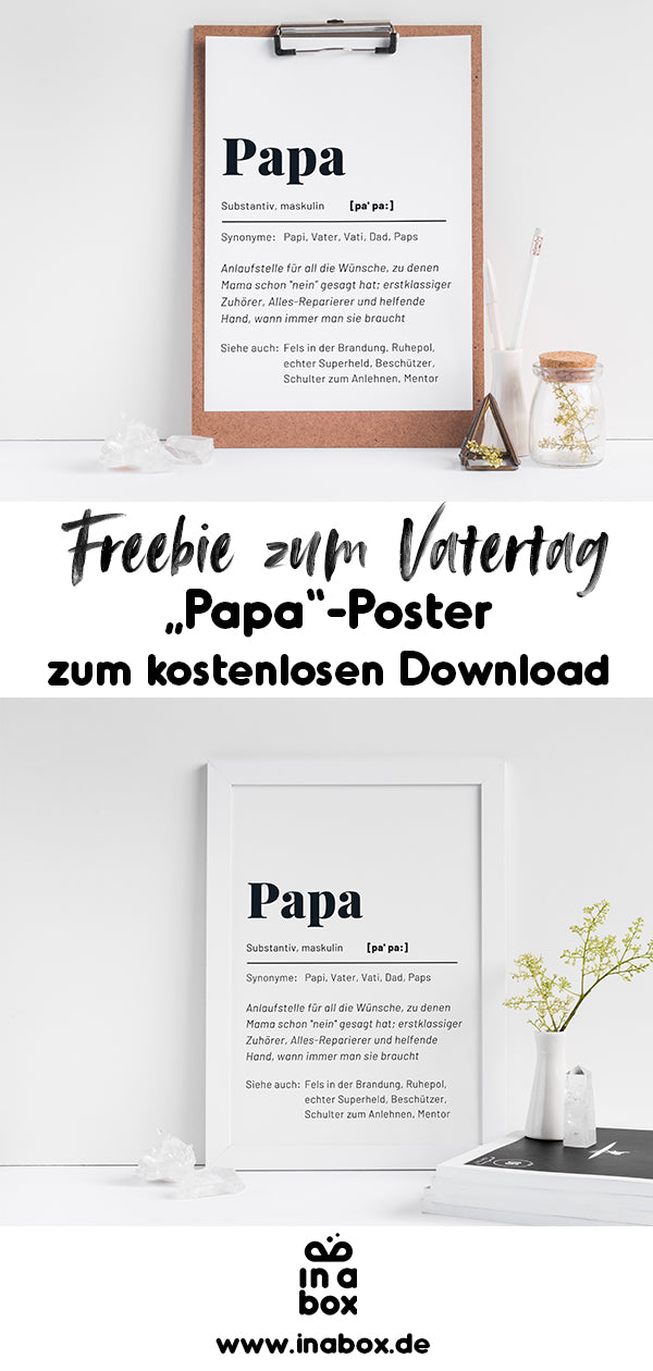 Freebie Printable Papa Poster als Geschenk zum Vatertag zum kostenlosen Download