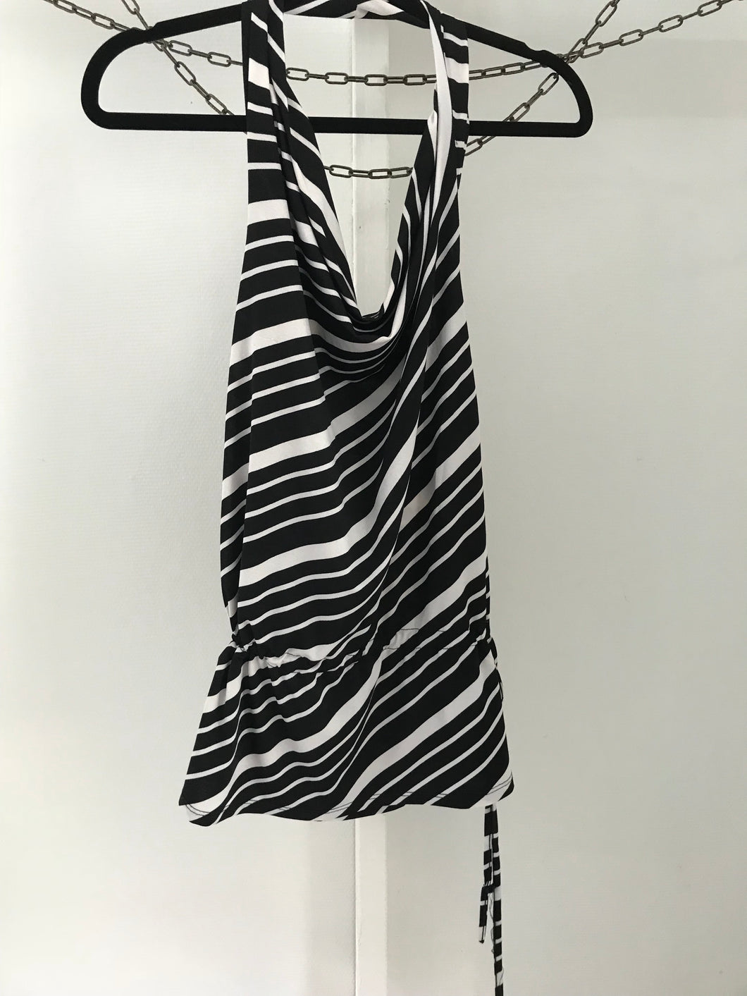 black and white striped halter top