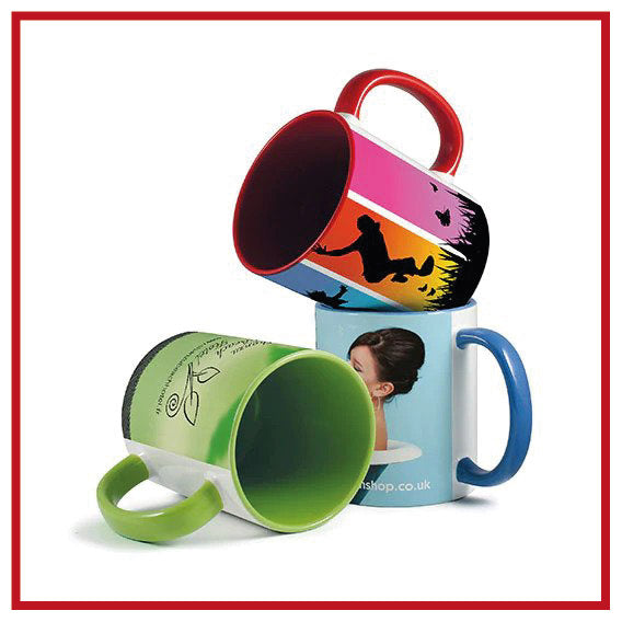 Earthenware mugs with printed logo