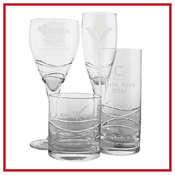 Engraved glassware for corporate gifts or board rooms