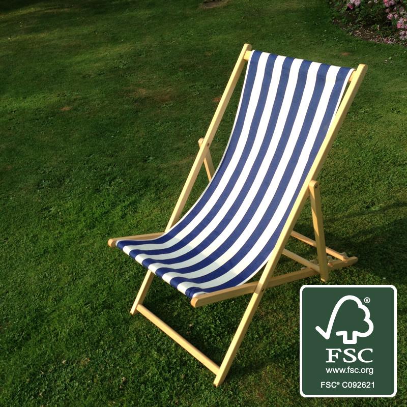 blue and white striped deckchair