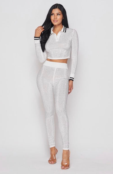 white rhinestone pants