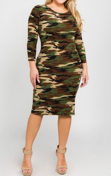 camouflage bodycon dress