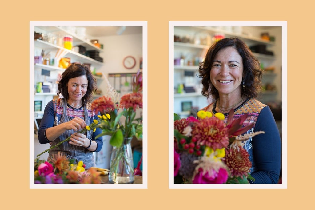 Cate arranges flowers in her Stratford store.