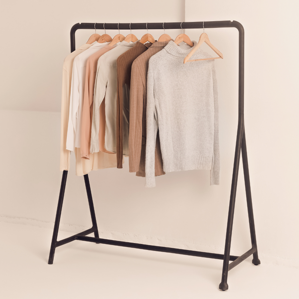 A rack of clothing is shown