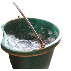 Frozen green water bucket