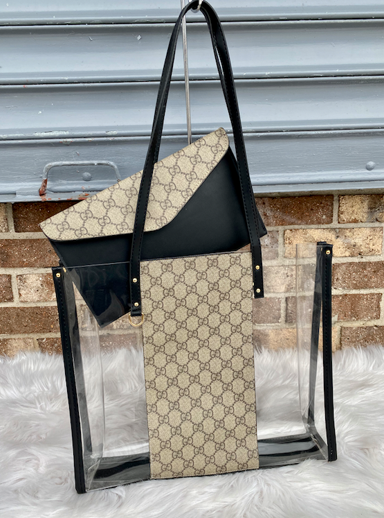GG 2 PC SET CLEAR TOTE *BLACK FRIDAY SALE ENDS TUESDAY* – Coco Me Louie