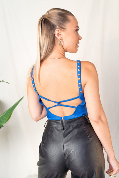 Blue Backless Sexy Corset Crop Top