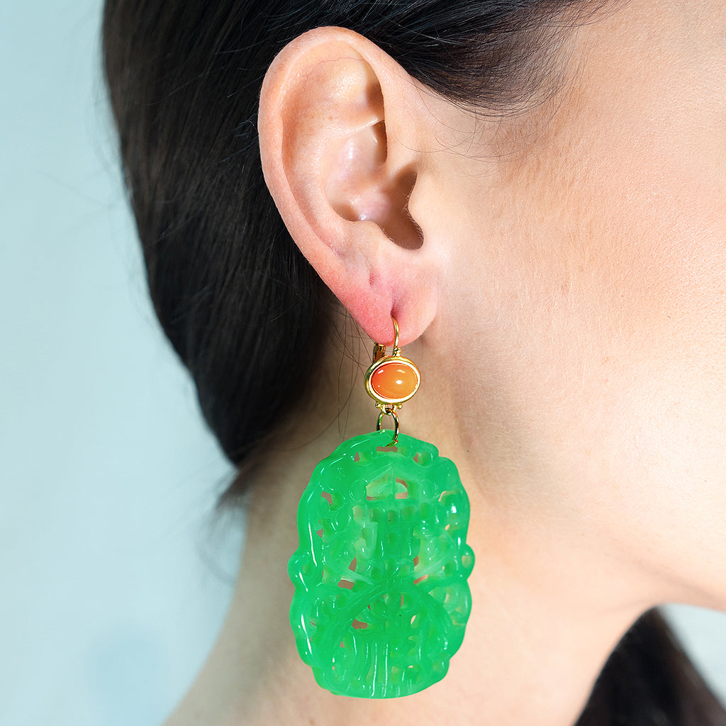 green jade earrings