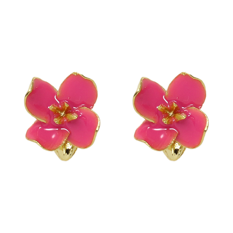 Gold Flower and Pink Petal Earring