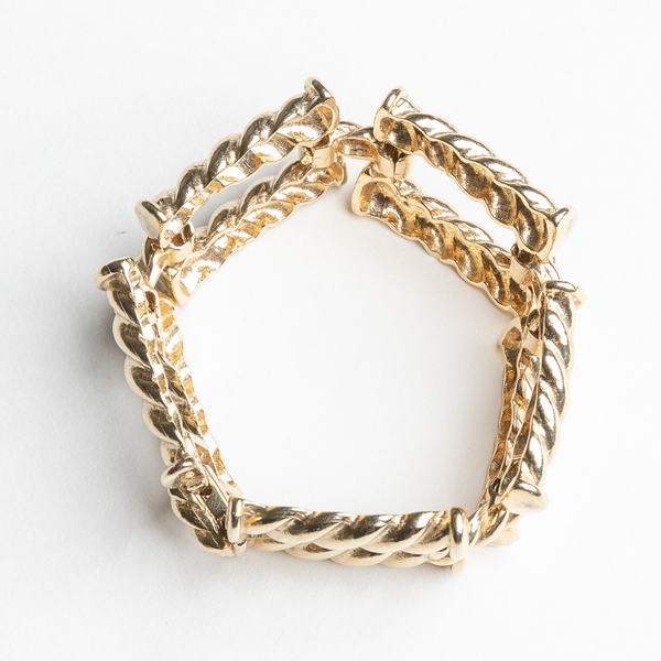 Vintage Gold Wavy Rectangle Bracelet