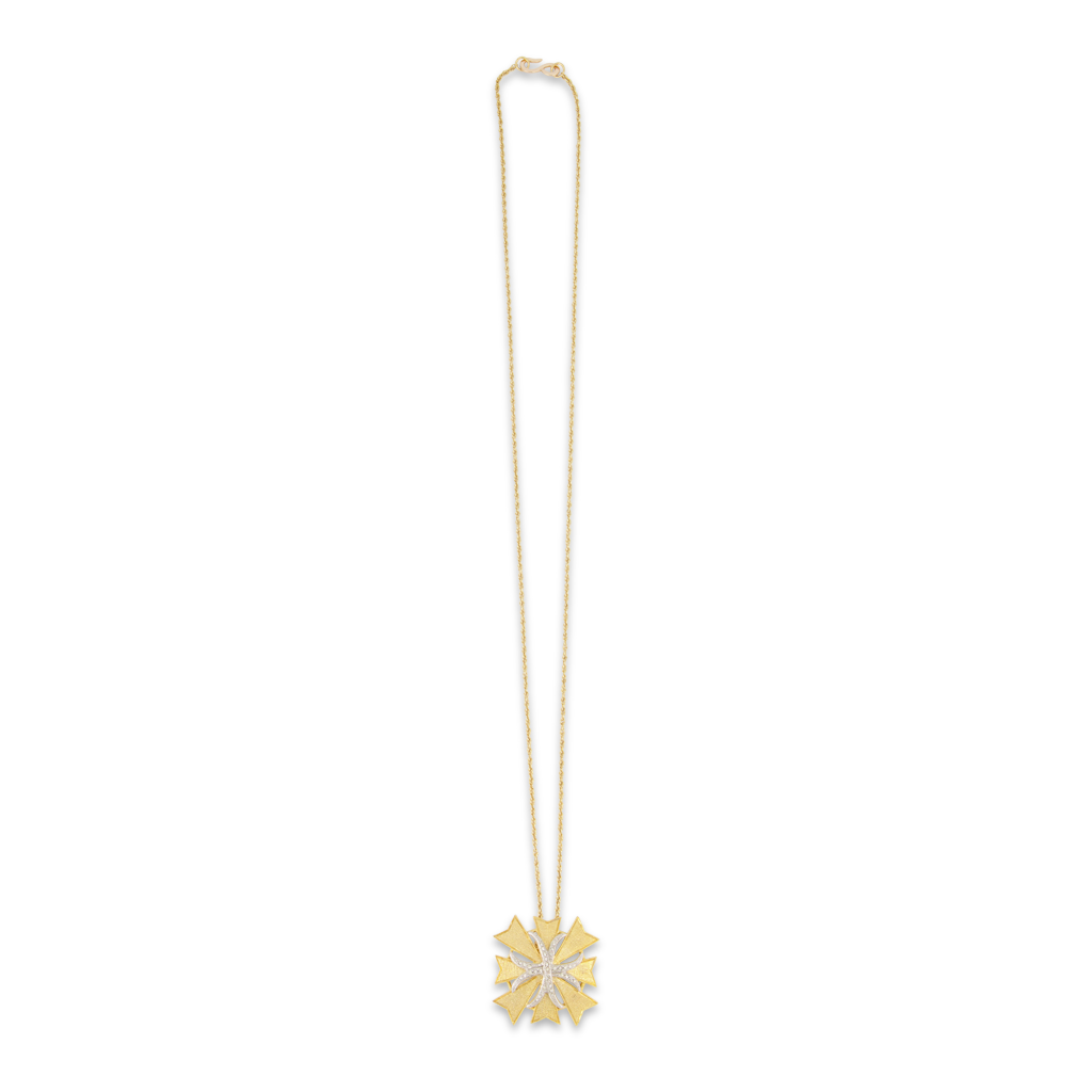 Gold Chain Necklace with Maltese Cross Pendant