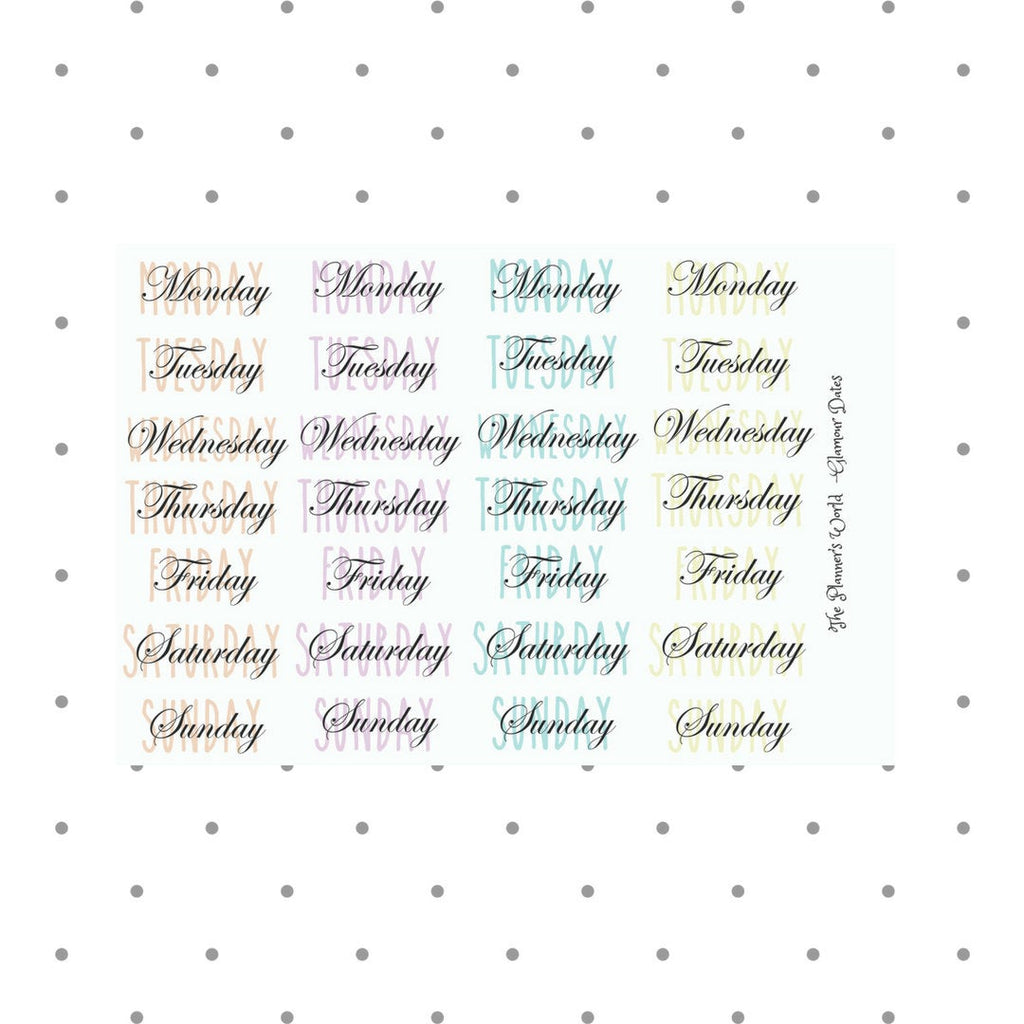 Days of the Week Hand Lettered Script Planner Stickers - Rainbow – Cricket  Paper Co.