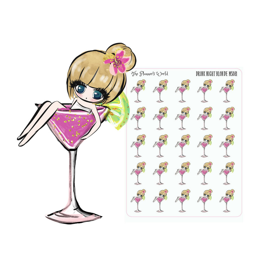 Drink Night Petite Doll Stickers - The Planner's World