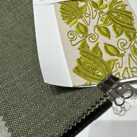 Fabric and trim samples by Kendall & Co.
