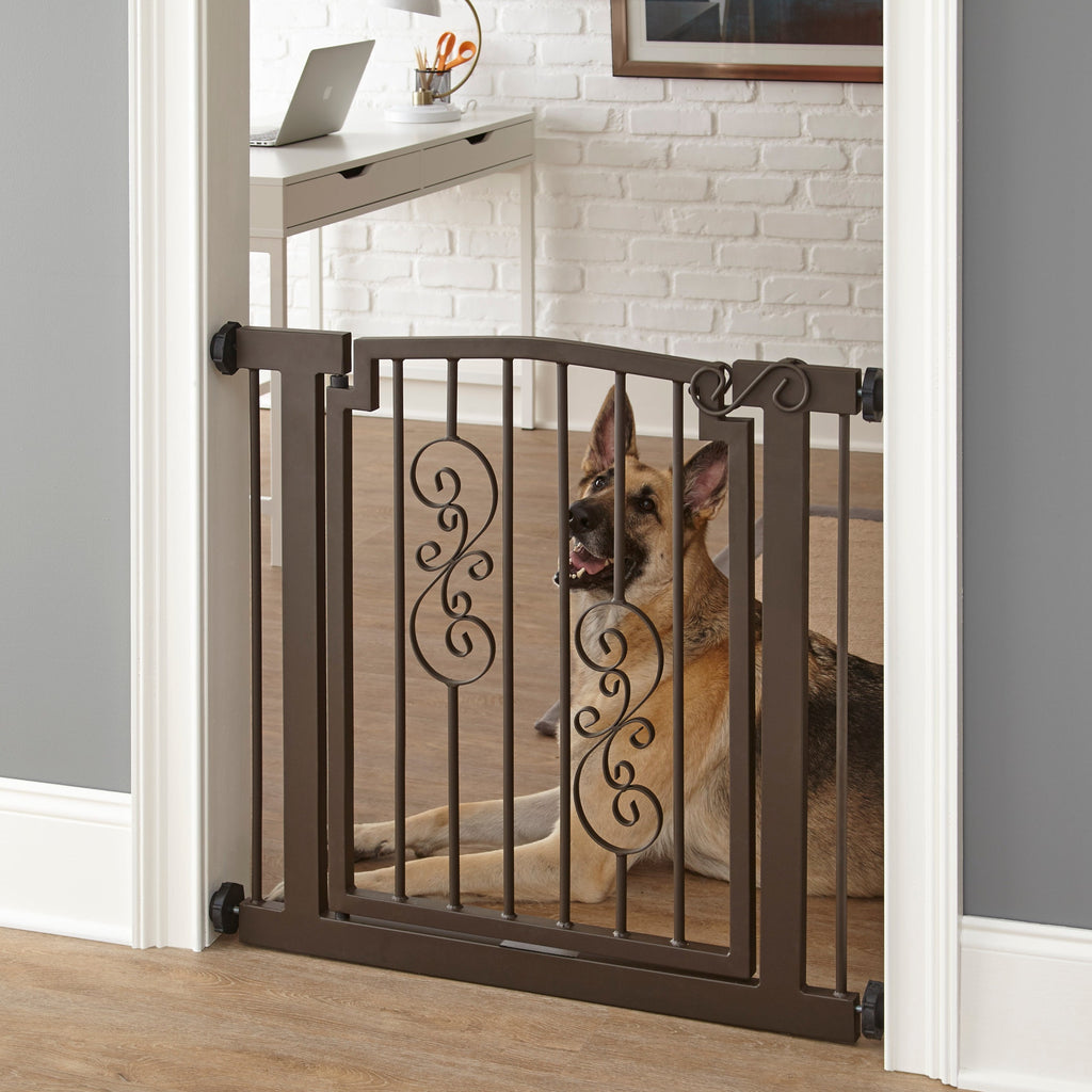 Decorative dog gate with walk through for for inside the house. Strong large dog. Nobelsse by NMN Designs