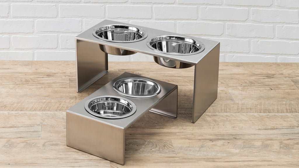 Elevated dog bowls for medium sized dogs slate by nmn designs