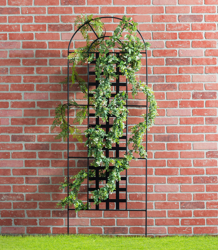 Metal plant trellis panel heavy duty black wrought iron, for patio, wall, fence. nmn designs