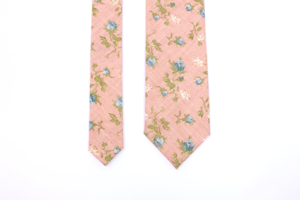 Light Pink and Blue Floral Tie – Tiebreaker Bow Ties
