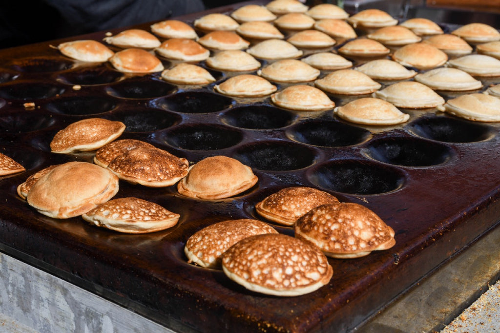 ALDKitchen Poffertjes Maker | 50 Mini Pancakes | Nonstick Double Pan 110V