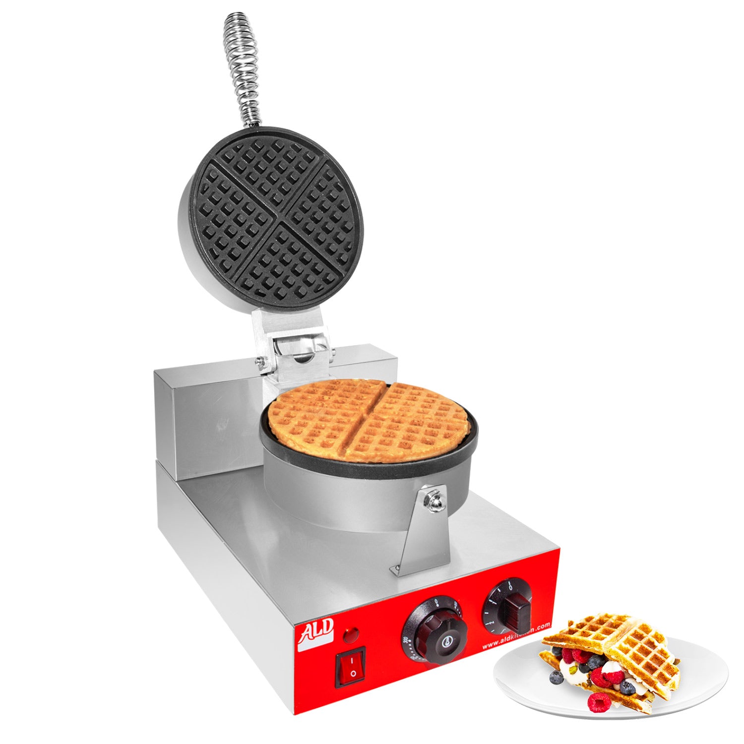 Aldkitchen Belgian Waffle Maker Waffle Iron With Red Panel Nonstick