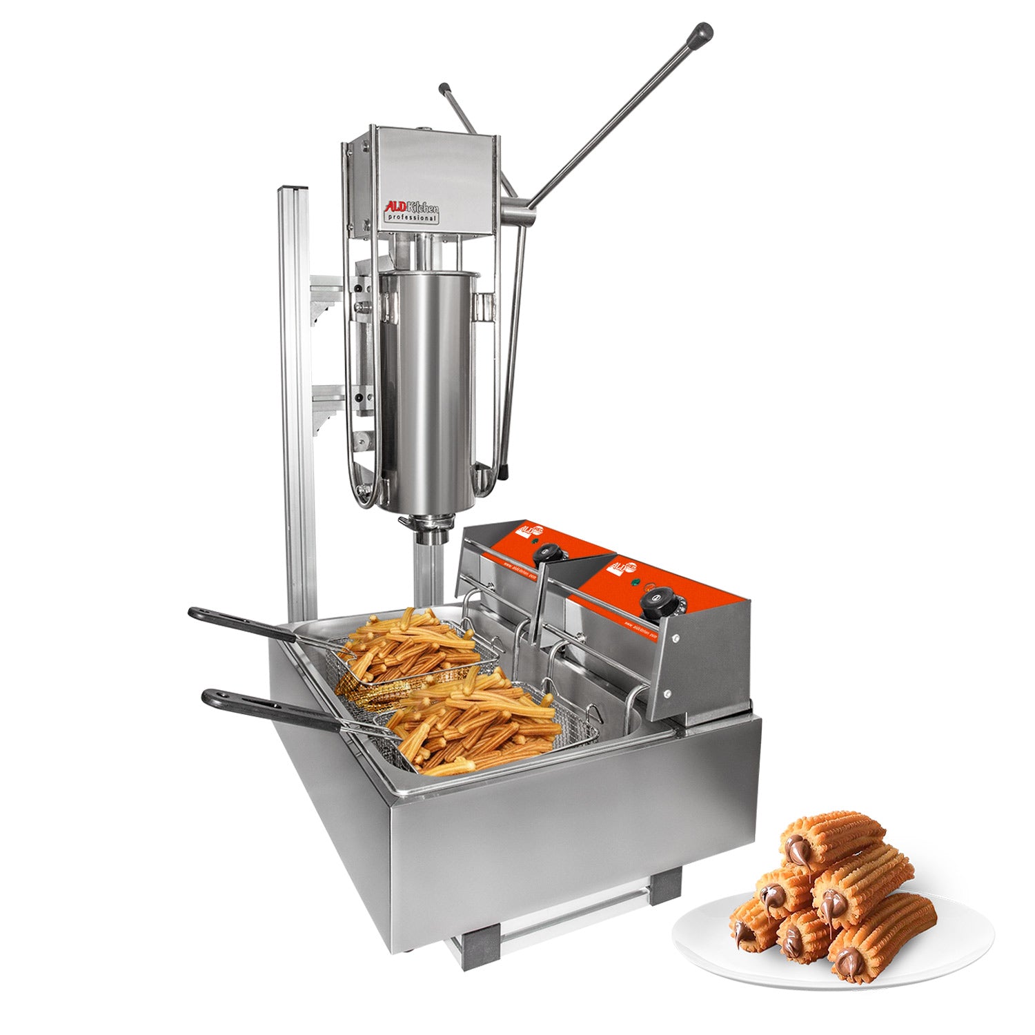 Aldkitchen Churros Machine Manual Deep Frying Churro Maker With Working Stand Stainless 6180