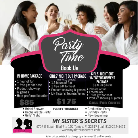 Fees to Book a Pleasure Party, Bridal Party, Bachelorette Party by My Sister's Secrets in Tampa