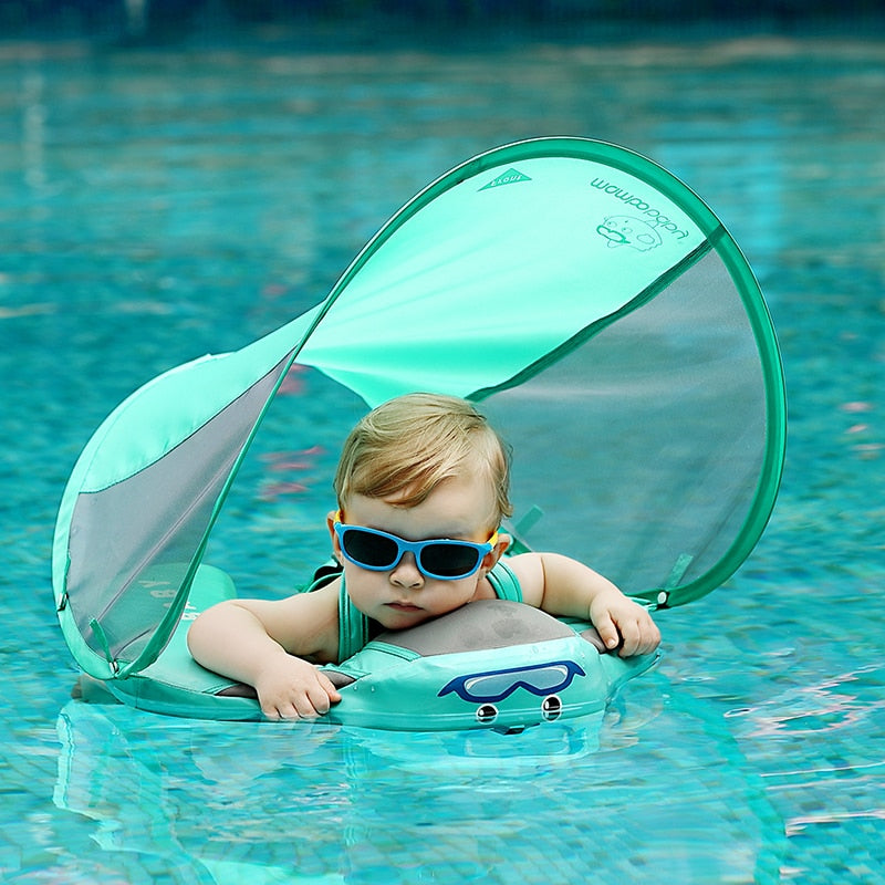 Solid Non-inflatable Swim Trainer with Sunshade for Kids
