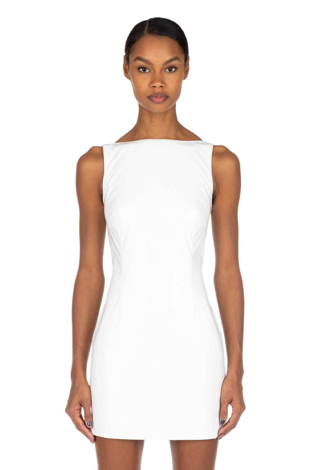 PATENT MINI DRESS - White – Cydnie 