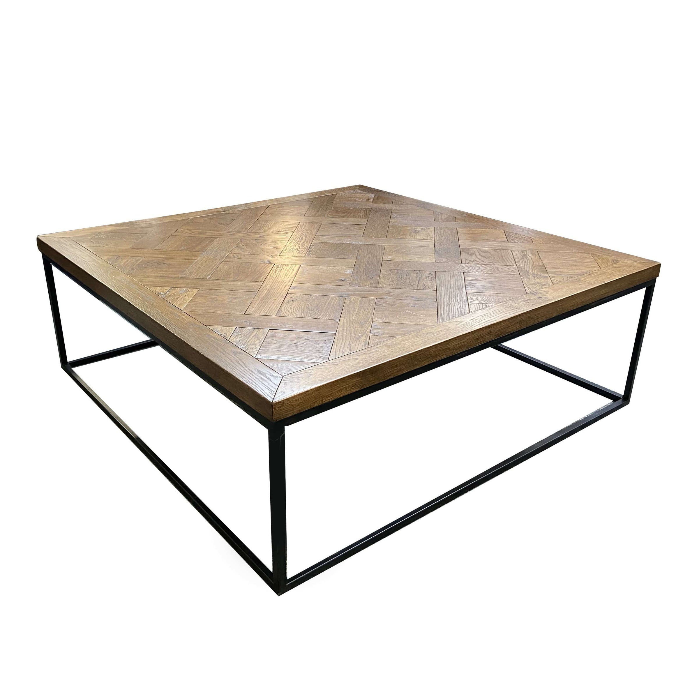 square parquet top coffee table