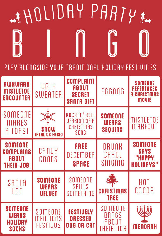 Funny christmas bingo cards