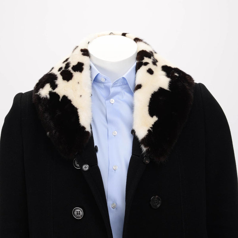 Burberry Prorsum Black Wool Blend Shearling Collar Coat