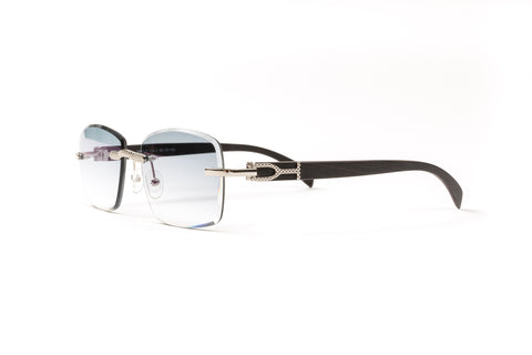 18kt white gold and black wood sunglasses by Vintage Wood Collection similar to Cartier wood glasses