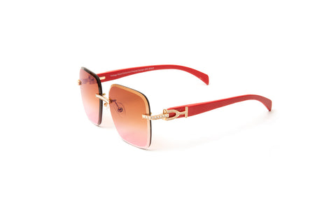 Red wood Cartier look alike glasses with Swarovski diamond stones by Vintage Wood Collection