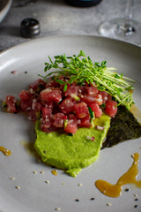 Tuna Tartare with Wasabi Peas Dandelion Enchanted Garden