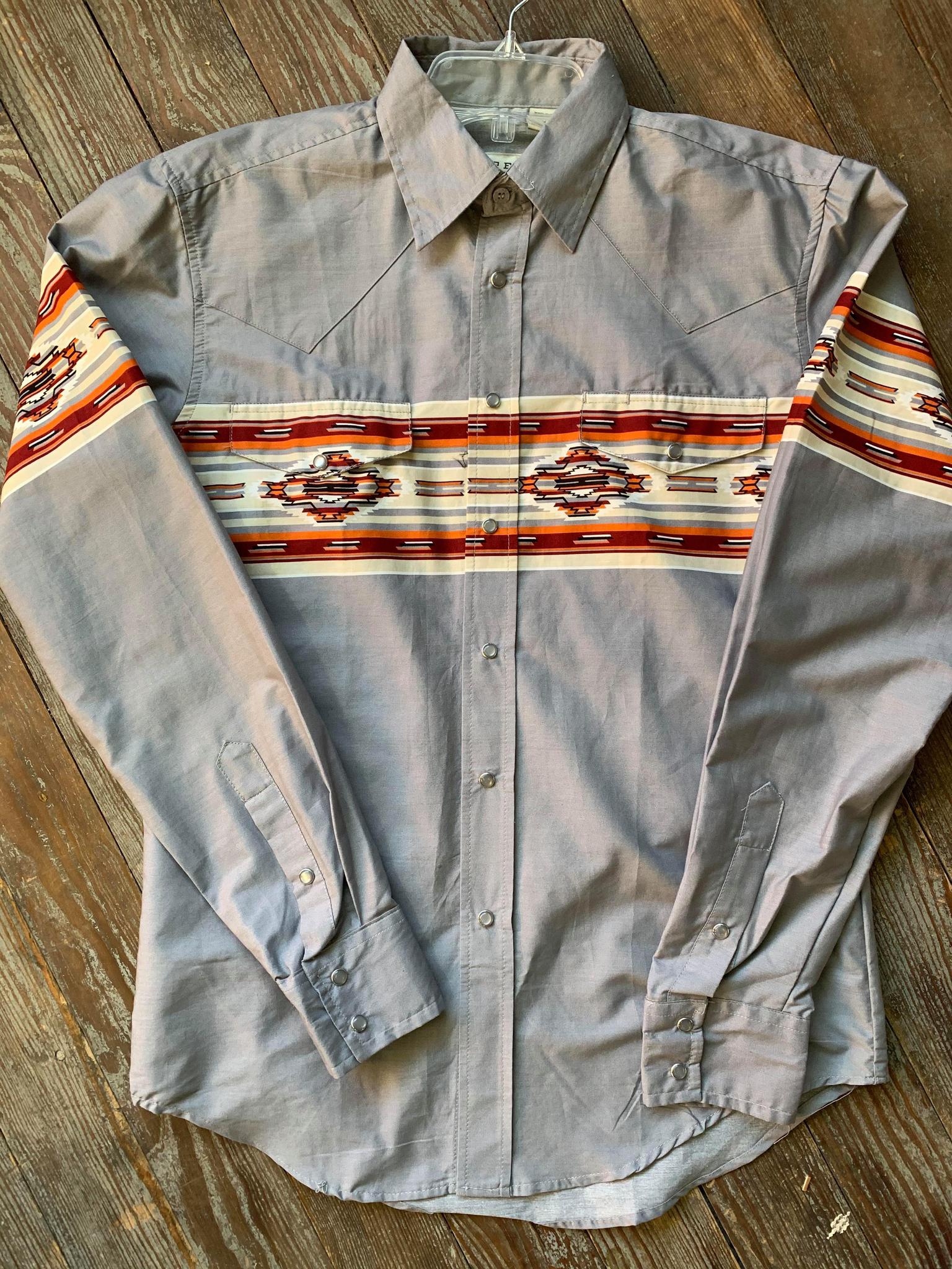 Grey Southwestern Brushpopper Shirt – Western Legacy Trading Co.