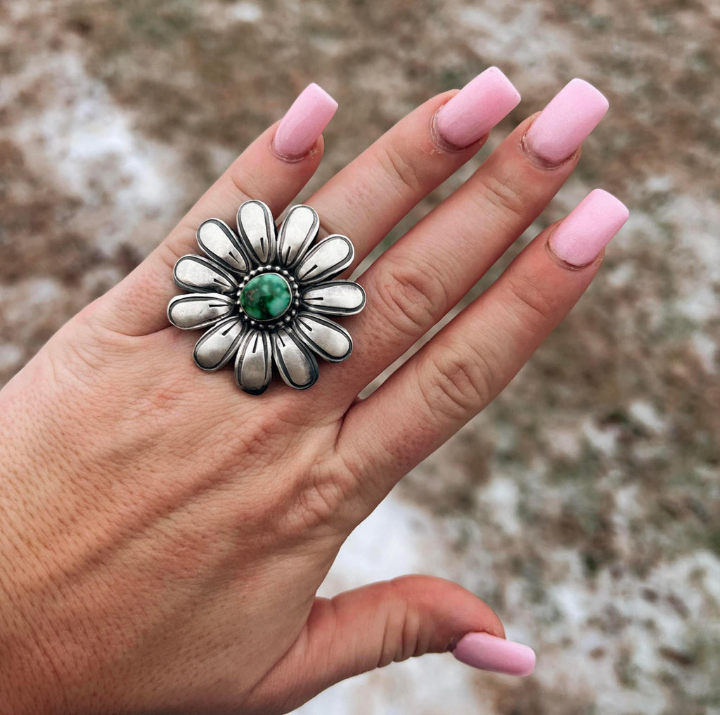 Sunflower Turquoise Ring size 7.5